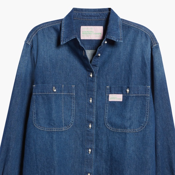 Closed x Leandra Medine Cohen Denim Button up shirt NWT - Picture 2 of 9